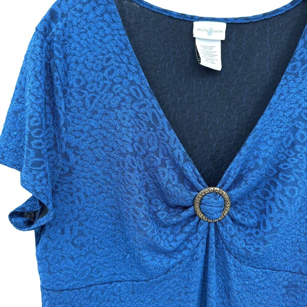Jaclyn Smith Babydoll Top Womens XXL‎ Empire Waist Animal Print Stretchy Vintage